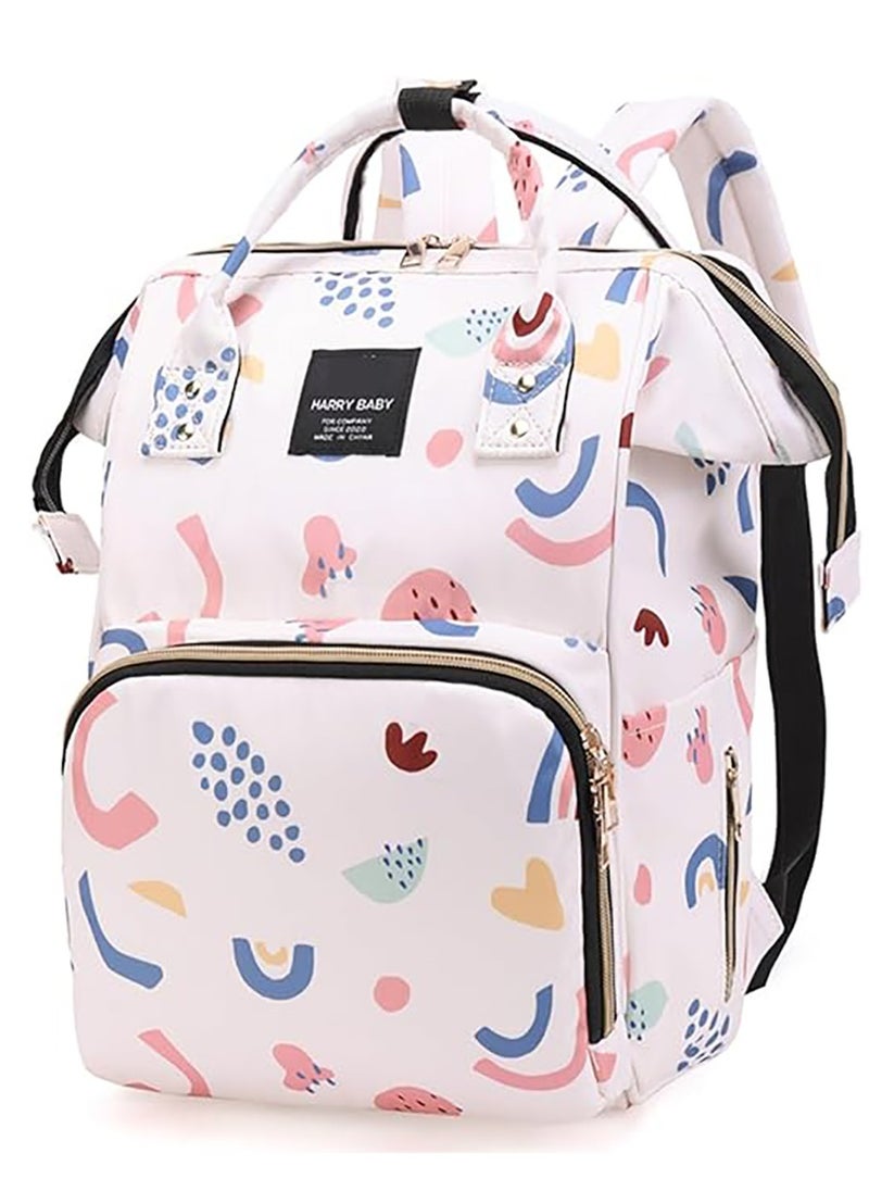 Yoawllty - Multifunction Waterproof Baby Diaper Bag, Diaper Bag Backpack Baby Essentials Travel Tote Changing Backpacks(Strawberry White) - Image 1