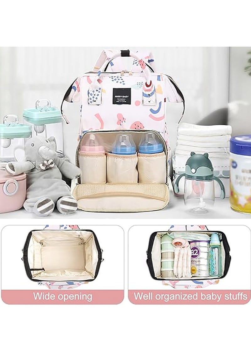 Yoawllty - Multifunction Waterproof Baby Diaper Bag, Diaper Bag Backpack Baby Essentials Travel Tote Changing Backpacks(Strawberry White) - Image 1
