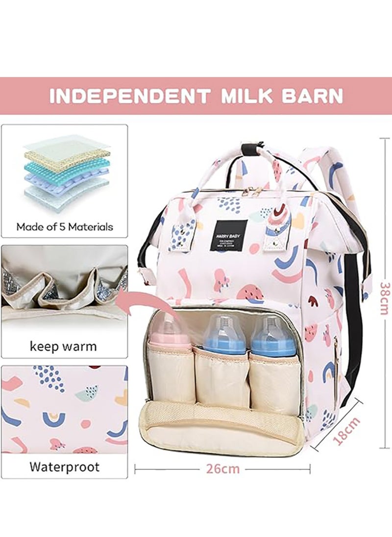 Yoawllty - Multifunction Waterproof Baby Diaper Bag, Diaper Bag Backpack Baby Essentials Travel Tote Changing Backpacks(Strawberry White) - Image 1