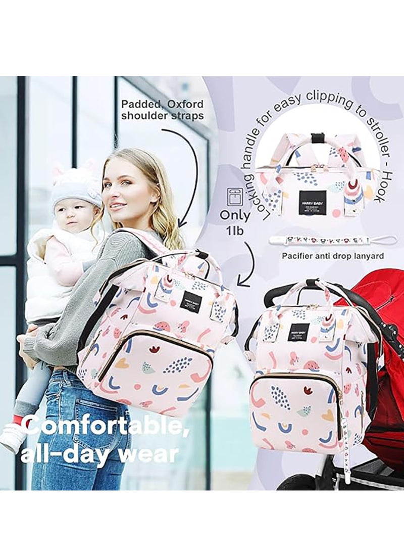 Yoawllty - Multifunction Waterproof Baby Diaper Bag, Diaper Bag Backpack Baby Essentials Travel Tote Changing Backpacks(Strawberry White) - Image 1