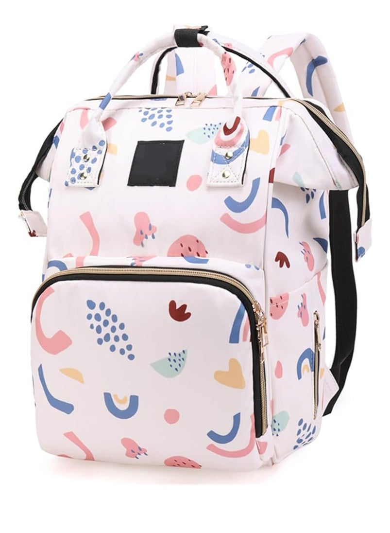 Yoawllty Diaper Bag, Baby Diaper Bag with 13 Pockets, Waterproof Diaper Backpack for Mom, Baby Travel Tote Changing Backpacks(Strawberry White)