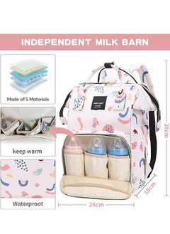 Yoawllty Multifunction Waterproof Baby Diaper Bag, Diaper Bag Backpack Baby Essentials Travel Tote Changing Backpacks(Strawberry White)  - Image 2
