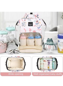 Yoawllty Multifunction Waterproof Baby Diaper Bag, Diaper Bag Backpack Baby Essentials Travel Tote Changing Backpacks(Strawberry White)  - Image 3