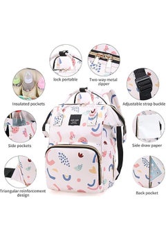 Yoawllty Multifunction Waterproof Baby Diaper Bag, Diaper Bag Backpack Baby Essentials Travel Tote Changing Backpacks(Strawberry White)  - Image 5