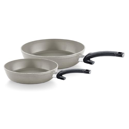 Fissler Ceratal Comfort Ceramic NonStick Frying Pan 2 Piece Set 95 Inch and 11 Inch Warm Grey Made without PFAS