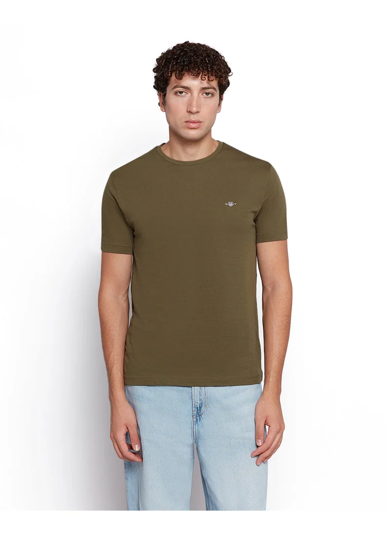 غانت Gant Men’S Short Sleeve Cotton T-Shirt With Shield Logo