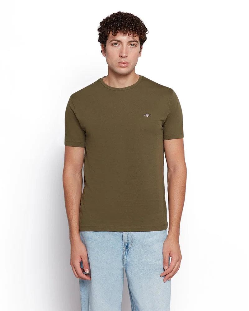 غانت تيشيرت قطن بأكمام قصيرة للرجال بشعار الدرع من جانت