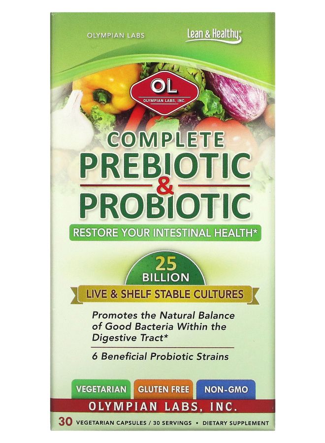 Olympian Labs Complete Prebiotic & Probiotic 30 Vegetarian Capsules