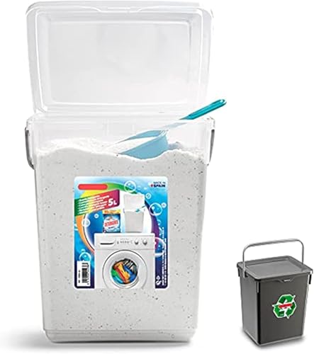Plastific Plastic 5L Storage Container With Lid and Carry Handle  Soap Laundry Washing Powder Washing Powder Storage Container laundry Room Accessories 5L  Transparent