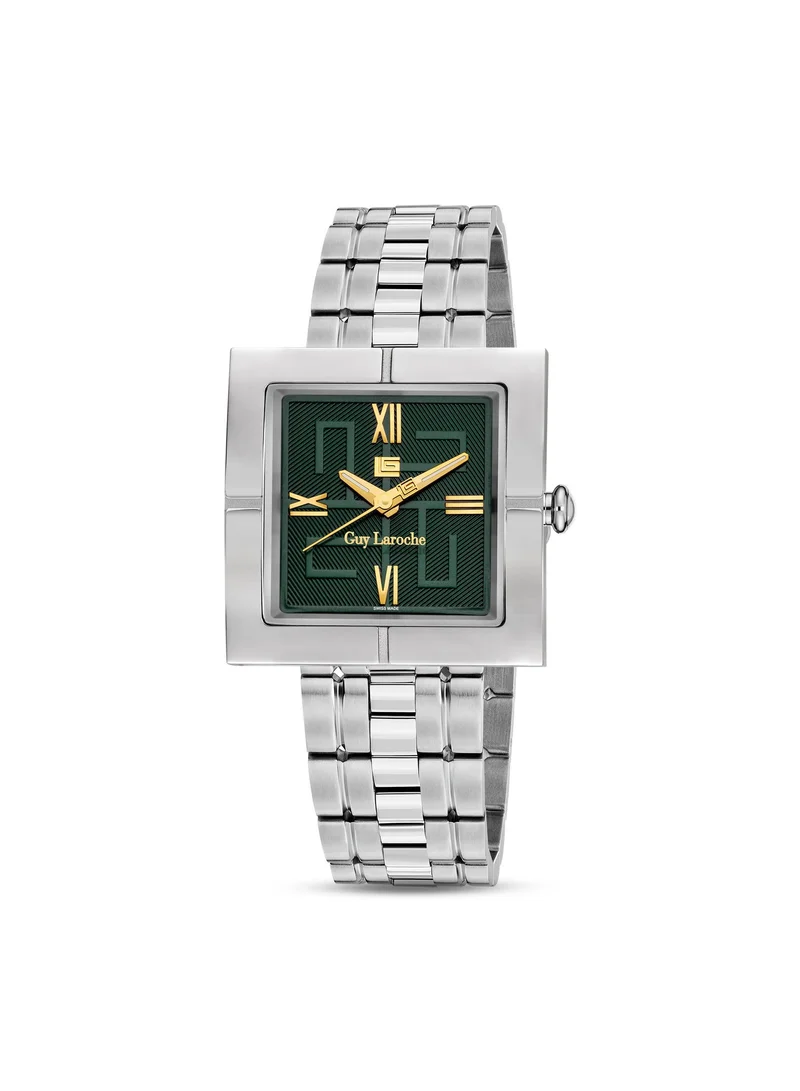 Guy Laroche Camille Green Square Dial and Stainless Steel Bracelet Analog Watch for Men 31mm