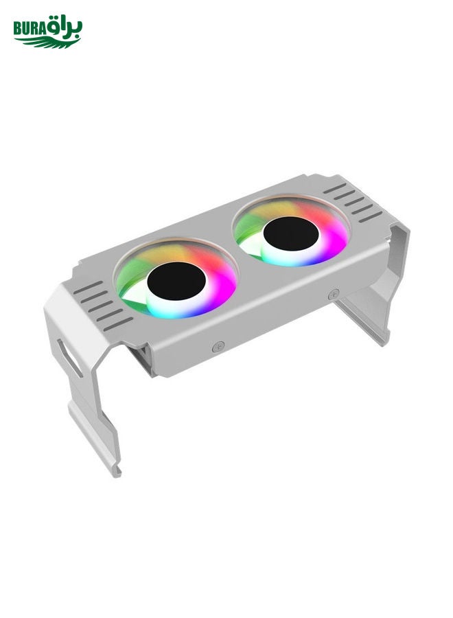 Desktop ARGB Memory Cooler PWM Temperature Control Dual Fan, For DDR / DDR2 / DDR3 / DDR4 / DDR5(White)