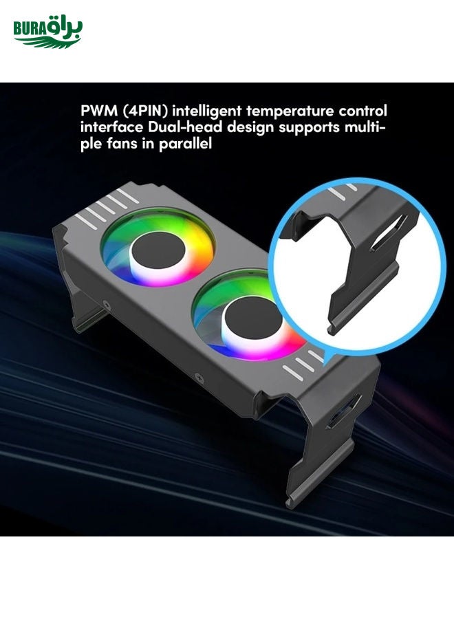 Desktop ARGB Memory Cooler PWM Temperature Control Dual Fan, For DDR / DDR2 / DDR3 / DDR4 / DDR5(White)