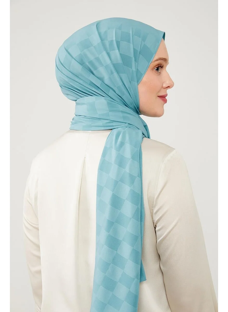 ليفيدور Indigo Checkerboard Pattern Jacquard Elegance Shawl