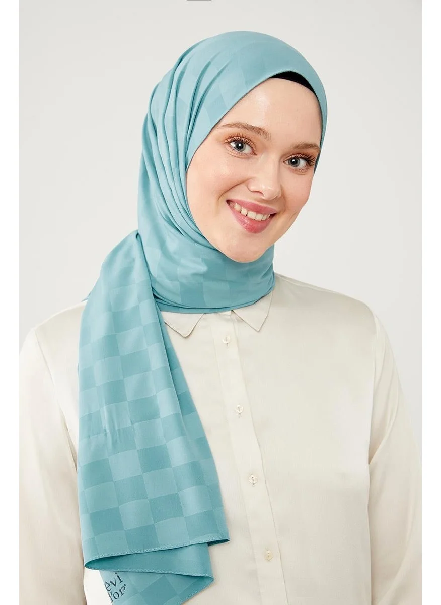 ليفيدور Indigo Checkerboard Pattern Jacquard Elegance Shawl