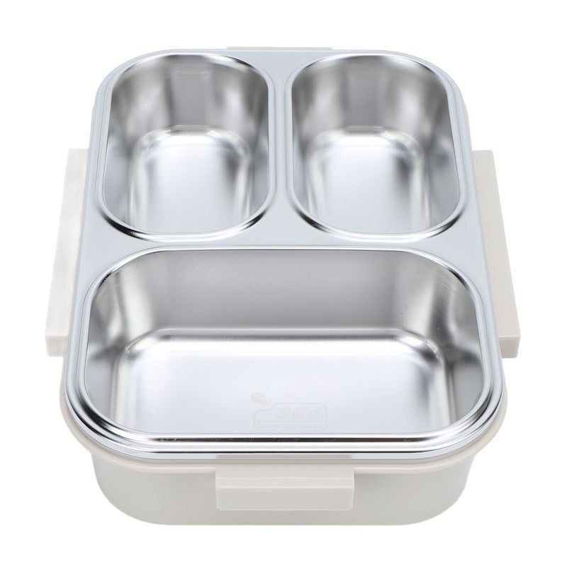 Divided Lunch Box: 3 Compartments, 304 Stainless Steel With PP Shell, Leakproof, Portable Heatable Lunch Container - Detachable Easy-to-Clean Design, Reusable Food Storage Box for Office, Student, Gym - Image 4