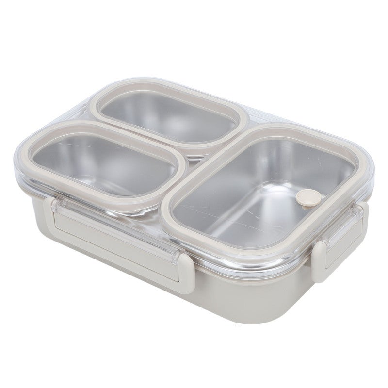 Divided Lunch Box: 3 Compartments, 304 Stainless Steel With PP Shell, Leakproof, Portable Heatable Lunch Container - Detachable Easy-to-Clean Design, Reusable Food Storage Box for Office, Student, Gym - Image 2