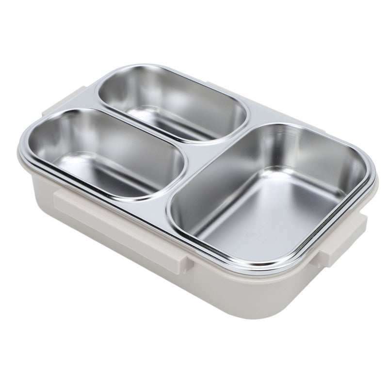 Divided Lunch Box: 3 Compartments, 304 Stainless Steel With PP Shell, Leakproof, Portable Heatable Lunch Container - Detachable Easy-to-Clean Design, Reusable Food Storage Box for Office, Student, Gym - Image 3