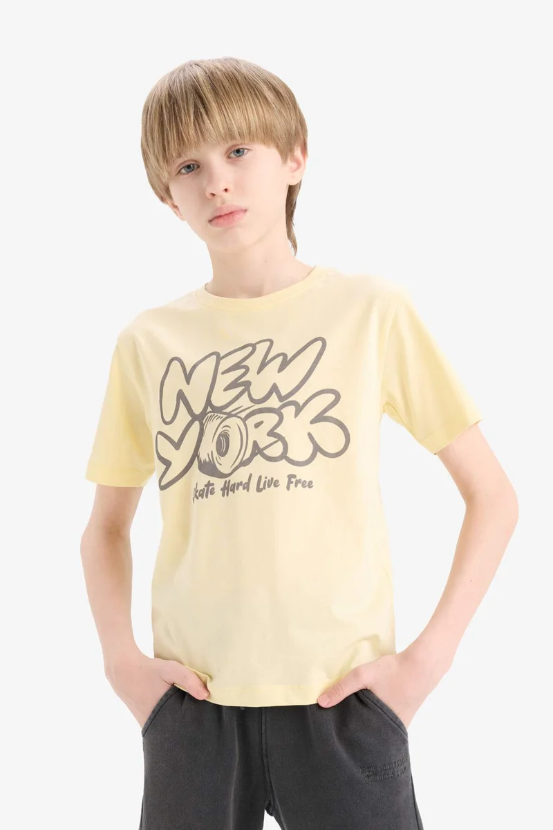 ديفاكتو Boy Crew Neck Printed Short Sleeve T-Shirt