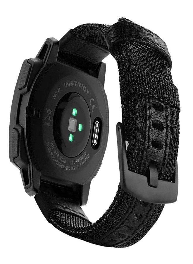 Abanen 22mm Nylon Military Style Watch Bands for Garmin Instinct 3 45mm/ 2 Solar, Woven Fabric Durable Wristband Strap for Instinct E 45mm/ Tactical/Tide/Esports (Black) - Image 1