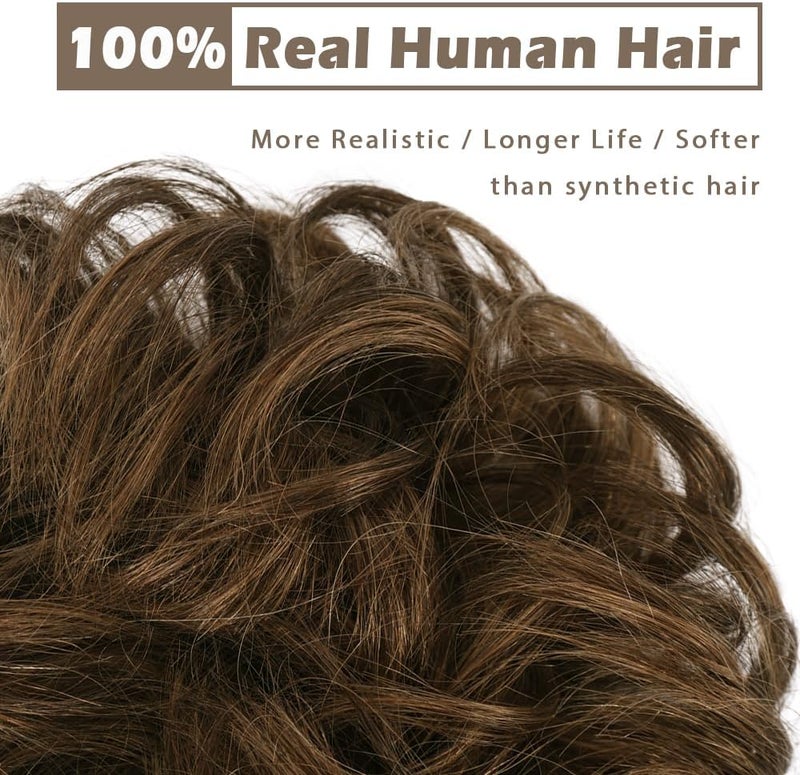 BARSDAR 100% Real Hair Bun, Light Brown Hair Bun for Women, Real Hair Bun Hairpieces for Women, Natural Hair Bun Hair Scrunchie, Updo Tousled Chignons Hair Extensions, Daily - Light Brown Mixed - Image 2