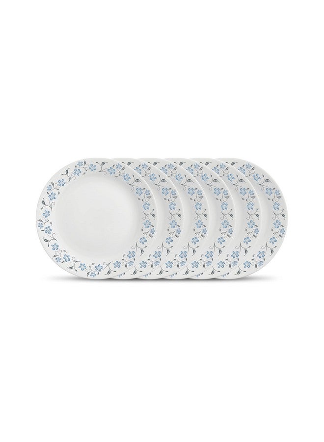 La Opala Diva, Ivory Collection, Opal Glass Full Plate Set 11" 6 pcs, Grace Blue, White, Standard - Image 1