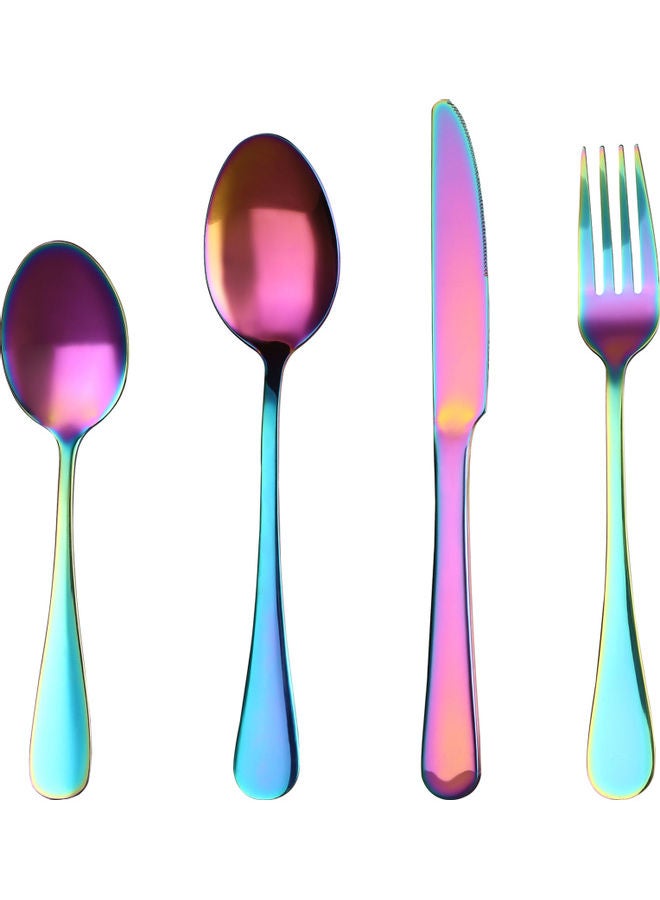 طقم أدوات مائدة من الستانلس ستيل مكون من 4 قطع متعدد الألوان - Image 2