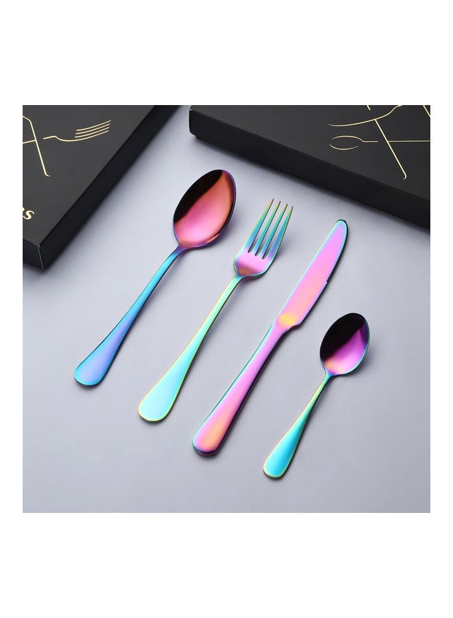 طقم أدوات مائدة من الستانلس ستيل مكون من 4 قطع متعدد الألوان - Image 4