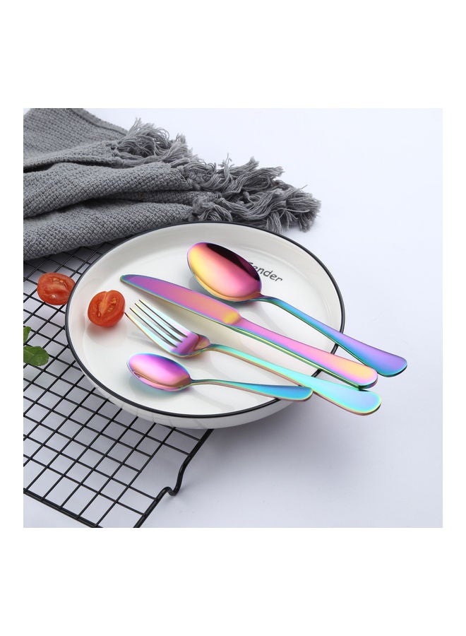 طقم أدوات مائدة من الستانلس ستيل مكون من 4 قطع متعدد الألوان - Image 3