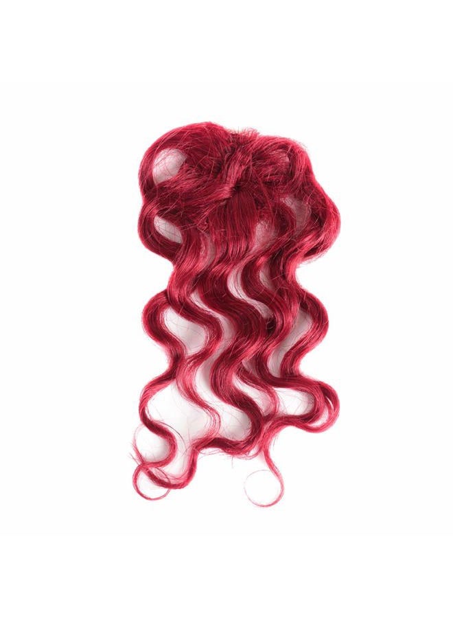 VIOLET Hair Short Curly Human Hair Bundles with Closure 100% Brazilian Curly Hair Weave Full Head Wavy Bundles 8 inch Burgundy Human Hair Extension - Image 5