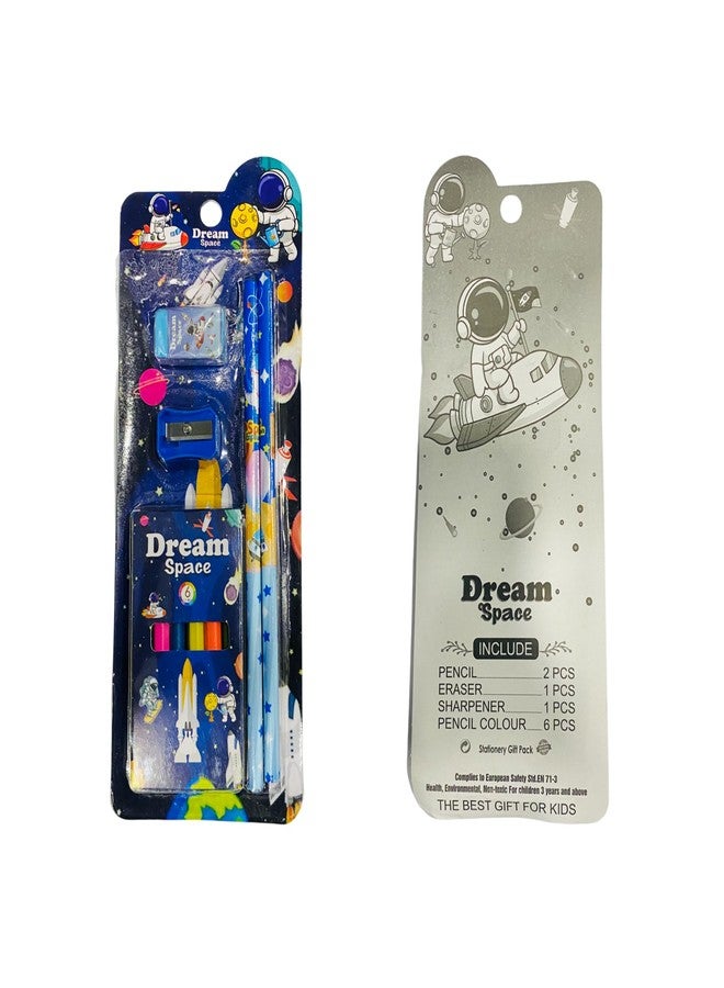 Dharmsaar 2Pcs Pencil Set with Pencil Color, Sharpener & Extra Eraser for Kids | Stationery Kit for Boys & Girls Age 3-15 Years | Ideal School Use & Birthday Return Gifts (Dream Space, Pack Of 20) - Image 4