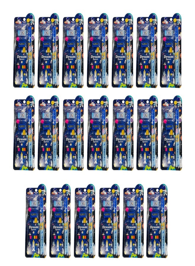 Dharmsaar 2Pcs Pencil Set with Pencil Color, Sharpener & Extra Eraser for Kids | Stationery Kit for Boys & Girls Age 3-15 Years | Ideal School Use & Birthday Return Gifts (Dream Space, Pack Of 20) - Image 2