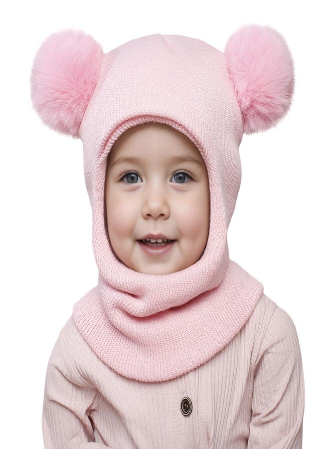 ENBAOHUI 2 Packs Toddler Girl Winter Hat Scarf Kids Winter Hat Boys Girls Beanies Knit Warm Balaclava Purple&Pink - Image 4