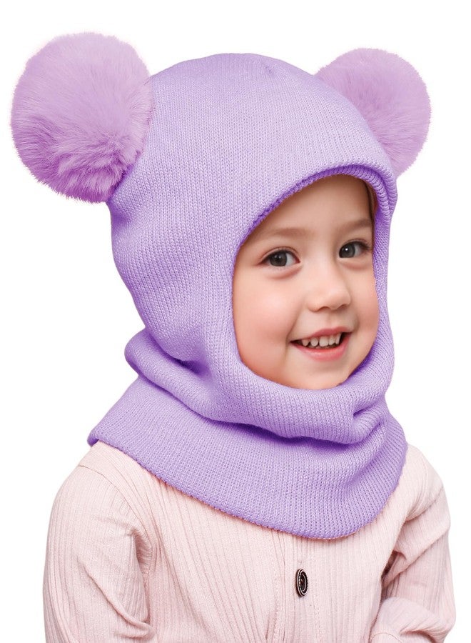 ENBAOHUI 2 Packs Toddler Girl Winter Hat Scarf Kids Winter Hat Boys Girls Beanies Knit Warm Balaclava Purple&Pink - Image 2
