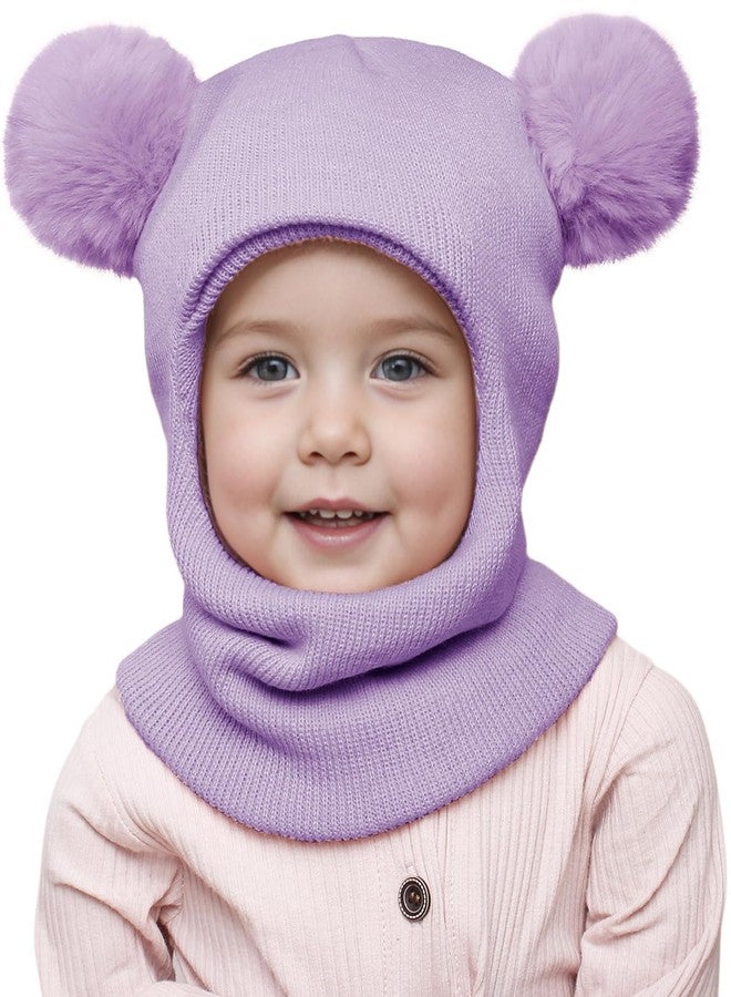ENBAOHUI 2 Packs Toddler Girl Winter Hat Scarf Kids Winter Hat Boys Girls Beanies Knit Warm Balaclava Purple&Pink - Image 3