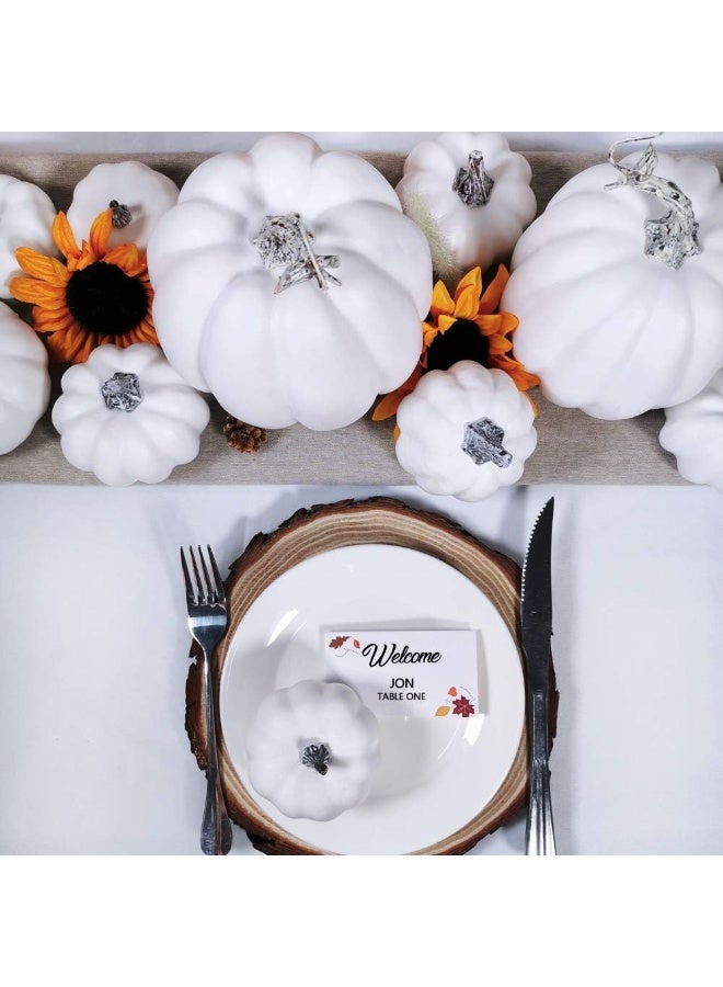 Winlyn Winlyn Artificial White Pumpkins Bulk Faux Harvest Pumpkins for Fall Wedding Thanksgiving Halloween Seasonal Holiday Tabletop Decoration Centerpiece 12 Pcs Assorted Sizes  - Image 5