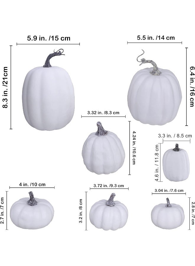 Winlyn Winlyn Artificial White Pumpkins Bulk Faux Harvest Pumpkins for Fall Wedding Thanksgiving Halloween Seasonal Holiday Tabletop Decoration Centerpiece 12 Pcs Assorted Sizes  - Image 2