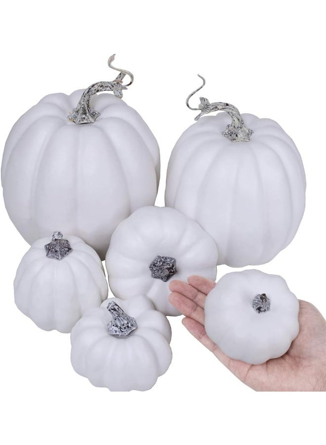 Winlyn Winlyn Artificial White Pumpkins Bulk Faux Harvest Pumpkins for Fall Wedding Thanksgiving Halloween Seasonal Holiday Tabletop Decoration Centerpiece 12 Pcs Assorted Sizes  - Image 3