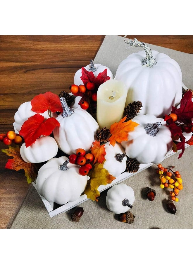 Winlyn Winlyn Artificial White Pumpkins Bulk Faux Harvest Pumpkins for Fall Wedding Thanksgiving Halloween Seasonal Holiday Tabletop Decoration Centerpiece 12 Pcs Assorted Sizes  - Image 4