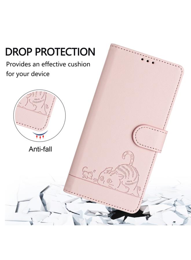 erorex Case For Xiaomi Redmi 9T Global Cat Rat Embossed Pattern RFID Leather Phone Case with Lanyard - Image 4