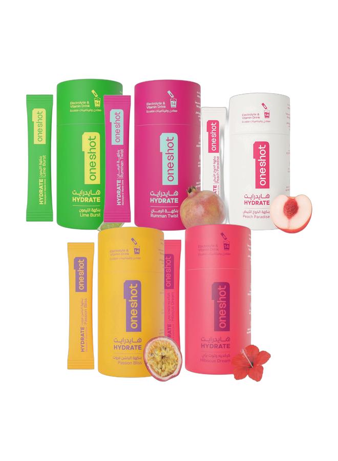 Oneshot Bundle of Lime, Pomegranate, Passion Fruit, White Peach, and Hibiscus - Image 1