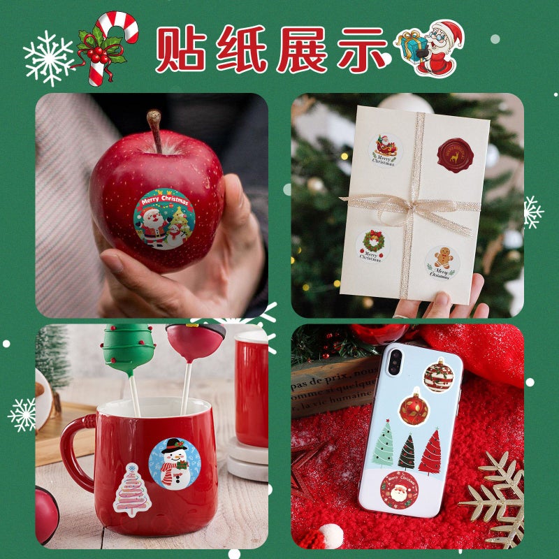[Christmas Collection] 500 Sheets/Roll Envelope Sealing Stickers Self-Adhesive Label Stickers Hand Ledger Roll Stickers - Image 4