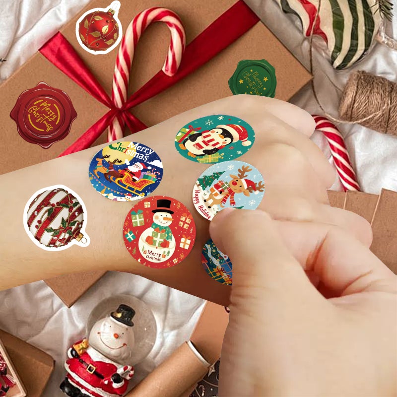 [Christmas Collection] 500 Sheets/Roll Envelope Sealing Stickers Self-Adhesive Label Stickers Hand Ledger Roll Stickers - Image 5