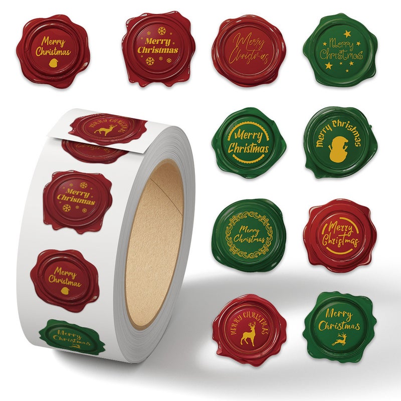 [Christmas Collection] 500 Sheets/Roll Envelope Sealing Stickers Self-Adhesive Label Stickers Hand Ledger Roll Stickers - Image 1