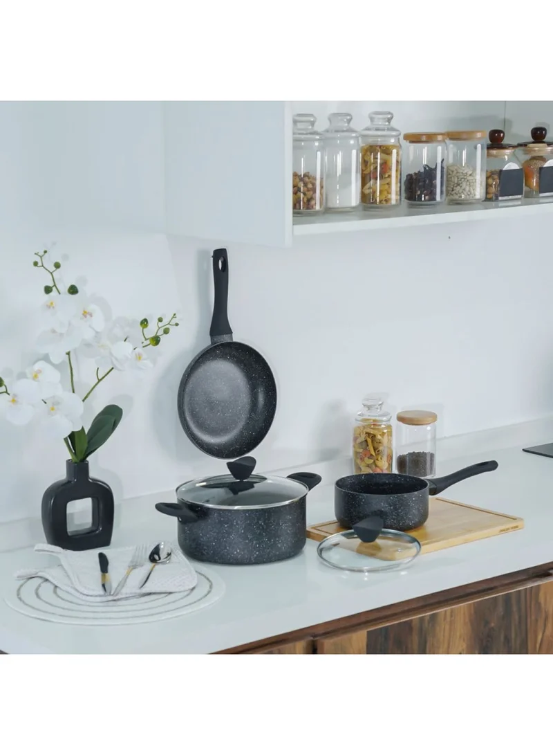 DANUBE HOME 5 Pieces Danube Essential Cookware Set - Black Marble