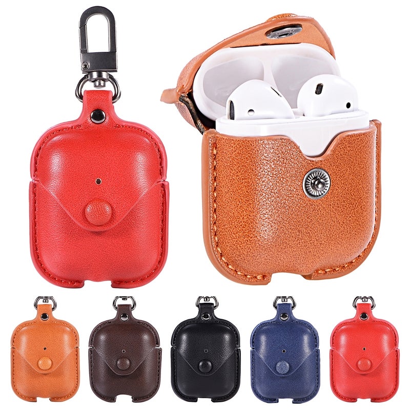 PU Leather Wireless Bluetooth Earphone Protective Case for Apple AirPods 1 / 2, with Metal Buckle(Black)