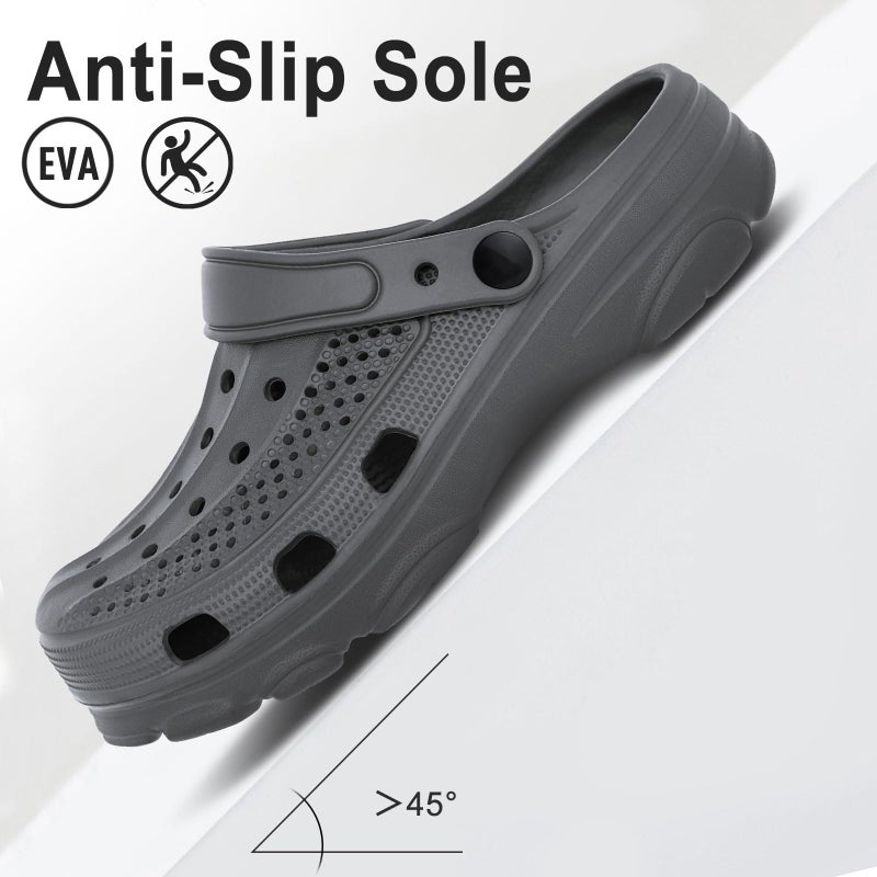Beslip Womens Mens Garden Clogs Shoes with Arch Support Unisex Comfort Slip-on Sandals, Grey 41 (9 Women/7.5 Men) - Image 4