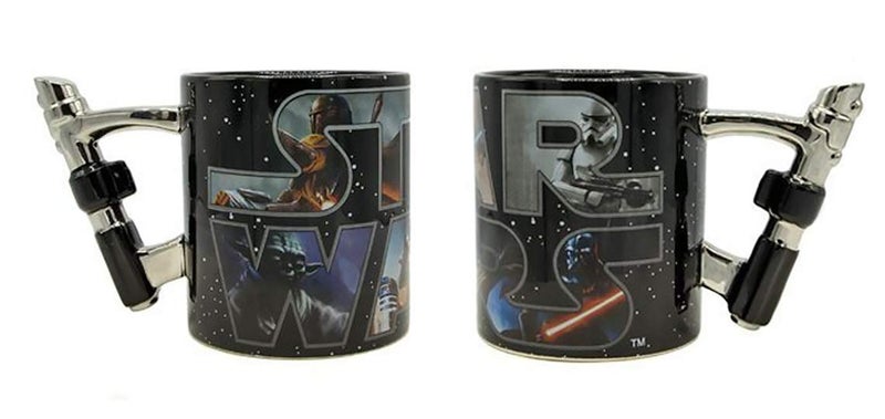 Silver Buffalo Star Wars Lightsaber Sculpted Handle Ceramic Mug, 20 Ounces