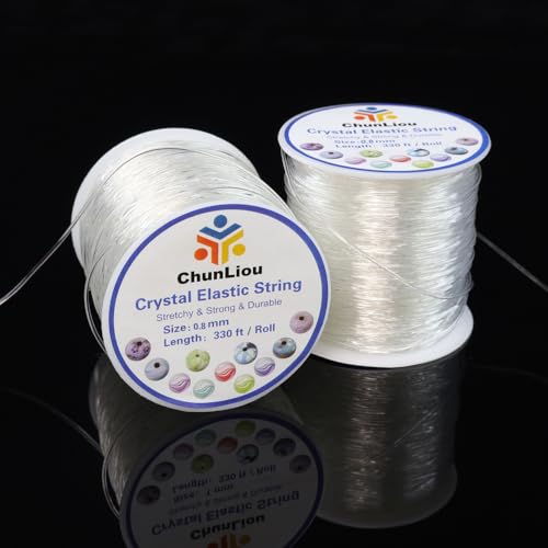 ChunLiou 0.8 mm Stretchy Bracelet String, 2 Rolls of Crystal Clear Elastic Cord for Bracelets, Necklaces, Beading, and Jewelry Making (200 m) - Image 1