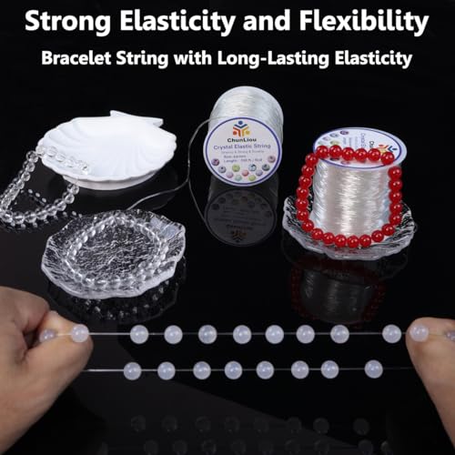 ChunLiou 0.8 mm Stretchy Bracelet String, 2 Rolls of Crystal Clear Elastic Cord for Bracelets, Necklaces, Beading, and Jewelry Making (200 m) - Image 4