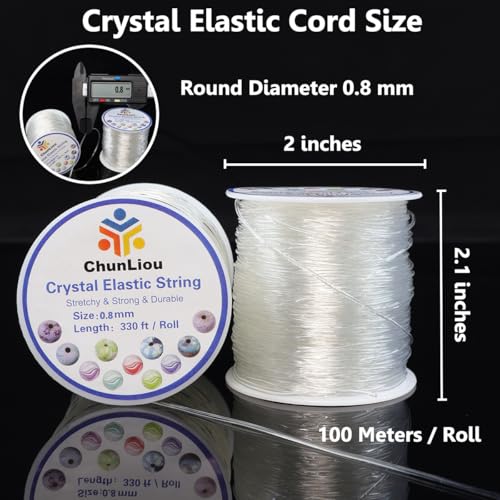 ChunLiou 0.8 mm Stretchy Bracelet String, 2 Rolls of Crystal Clear Elastic Cord for Bracelets, Necklaces, Beading, and Jewelry Making (200 m) - Image 2